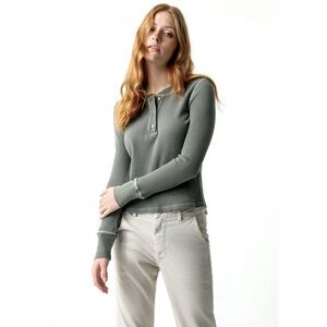 AMO Thermal Henley Tee in Tea Leaf XS